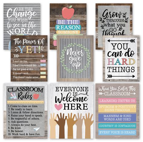 Buy Hadley Designs 9 Farmhouse Classroom Decor Signs, Welcome Sign For Bulletin Board Decoration ...