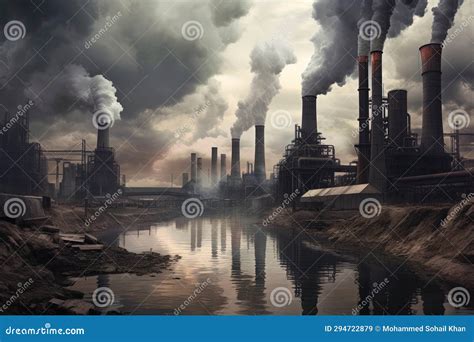 Smoke Rising from Coal-Fired Power Plants Against a Cloudy Sky ...