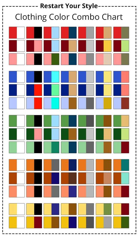 a color chart with different colors in it and the words, clothing color ...