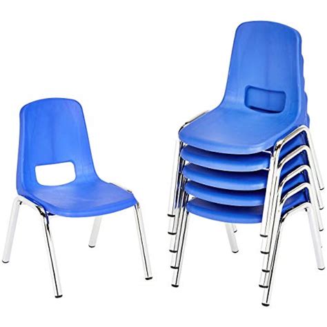 AmazonBasics 16 Inch School Classroom Stack Chair, Chrome Legs, Blue, 6-Pack Precio Más Bajo ...