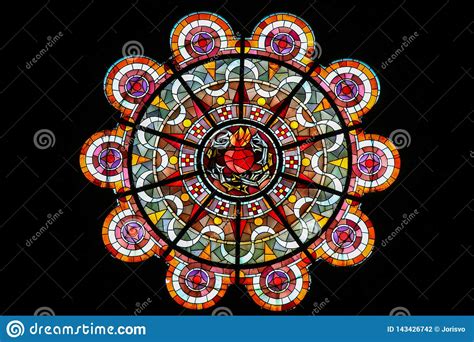 Sacred Heart of Jesus - Stained Glass in Sacre Coeur, Paris Stock Photo - Image of abstract ...