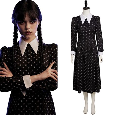 Adult wednesday 2022 wednesday addams black dress cosplay costume ...