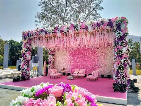 baby pink floral mandap decor - ShaadiWish