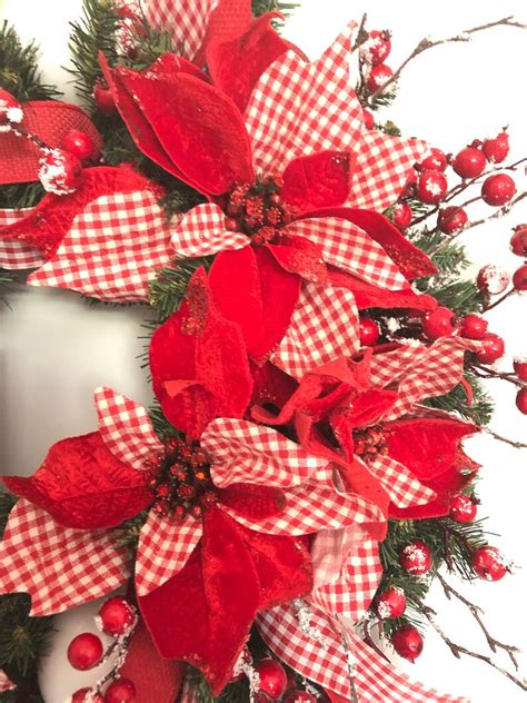 Christmas Wreath / Red and White Christmas Decoration / Red - Etsy