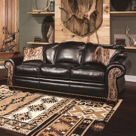 Black Creek Leather Sofa | Western living room furniture, Brown living room decor, Western ...