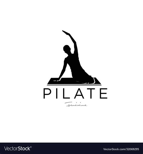 Sitting pilates woman silhouette logo design icon Vector Image