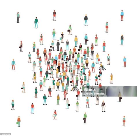 Crowd Of People Gathering At Center Stock Illustration - Download Image Now - People, Customer ...