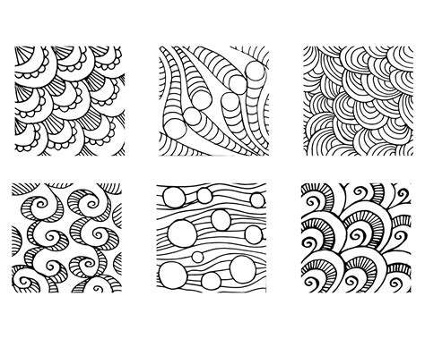 Set of abstract backgrounds, hand-drawn different patterns, black ...