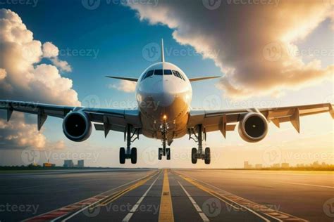 airplane on the runway background. AI Generative Pro Photo 32538848 Stock Photo at Vecteezy