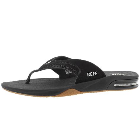 Reef Fanning Mens Sandals Bottle Opener Flip Flops for Men,Black/Silver ...