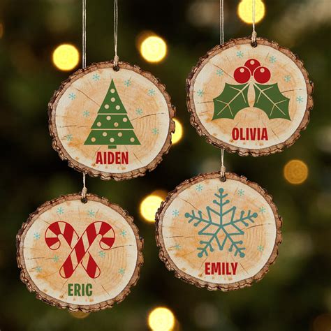 Personalized Rustic Charm Wooden Christmas Ornament - Available in 4 Designs - Walmart.com ...