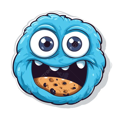 Cookie Monster Face Vector, Sticker Clipart Cartoon Icon Of A - oggsync.com