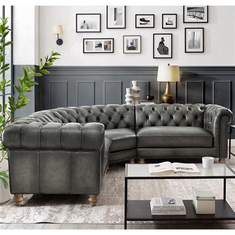 Allington Grey Leather Chesterfield Corner Sofa | Costco UK