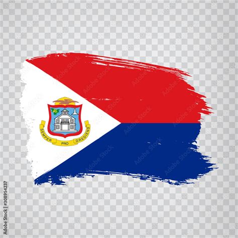 Flag Sint Maarten from brush strokes. Flag Sint Maarten on transparent background for your web ...