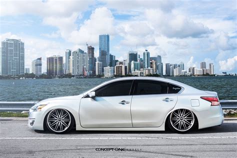White Nissan Altima with Aftermarket Side Skirts - Photo by Concept One | Nissan altima, Altima ...