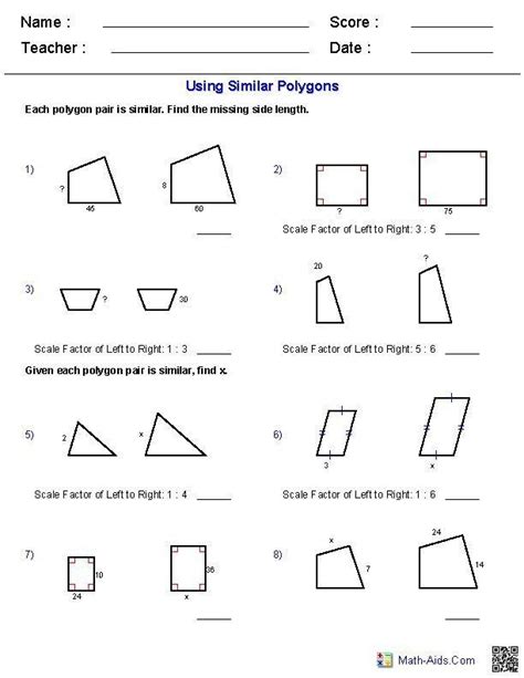 Finding The Scale Factor Worksheet