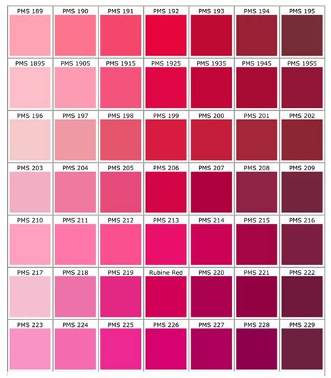 Pink Color Chart | Color palette pink, Pantone color chart, Pink paint colors