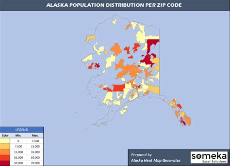 Alaska Zip Code Map and Population List in Excel