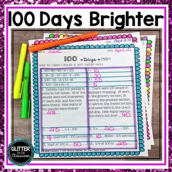 100 Days Brighter - Activities for Upper Elementary - 100th Day Of School