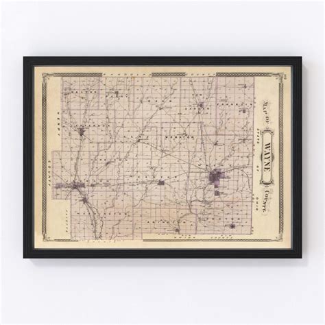 Vintage Map of Wayne County Indiana, 1876 by Ted's Vintage Art