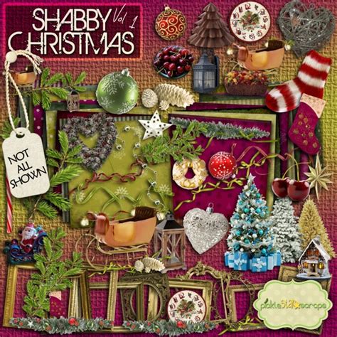 Shabby Christmas Vol 1 Digital Scrapbook Kit by PickleStarScraps