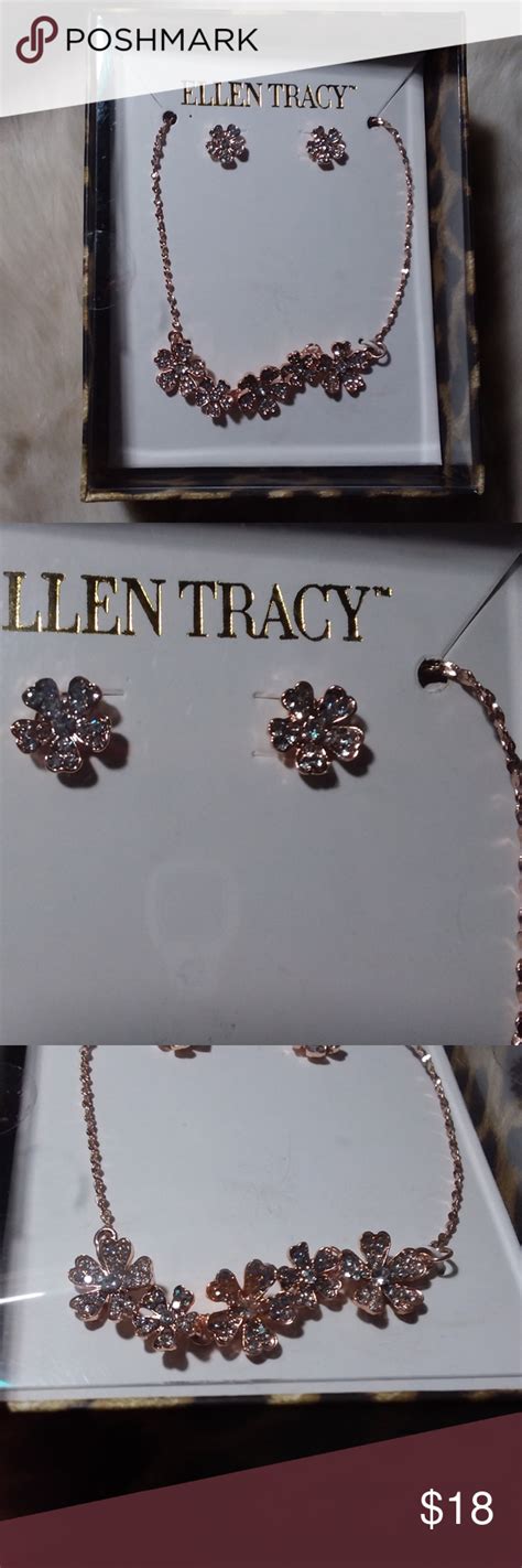 Ellen Tracy Earing Necklace Rose Gold Set | Rose gold necklace, Gold ...