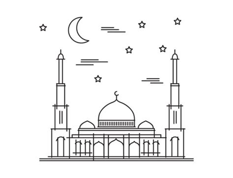 Outline Mosque Vector Design Graphic by sabavector · Creative Fabrica