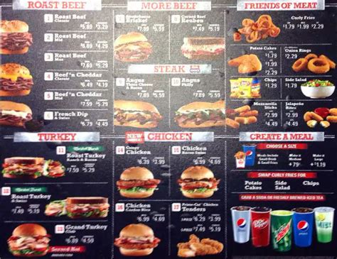 Menu at Arby's restaurant, Westminster, W 92nd Ave