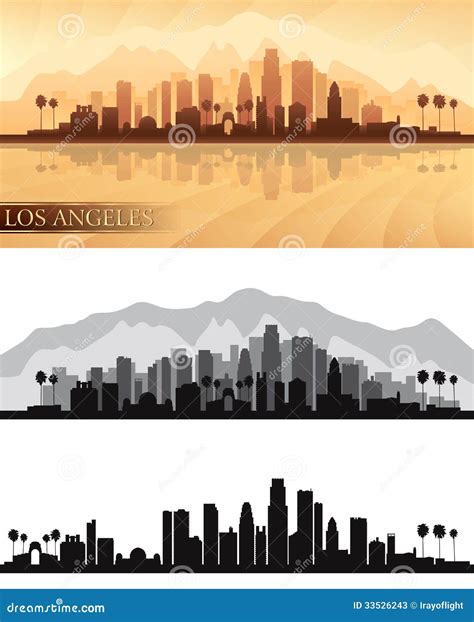 Los Angeles L.A. Skyline Silhouette Black Isolated Vector Illustration ...