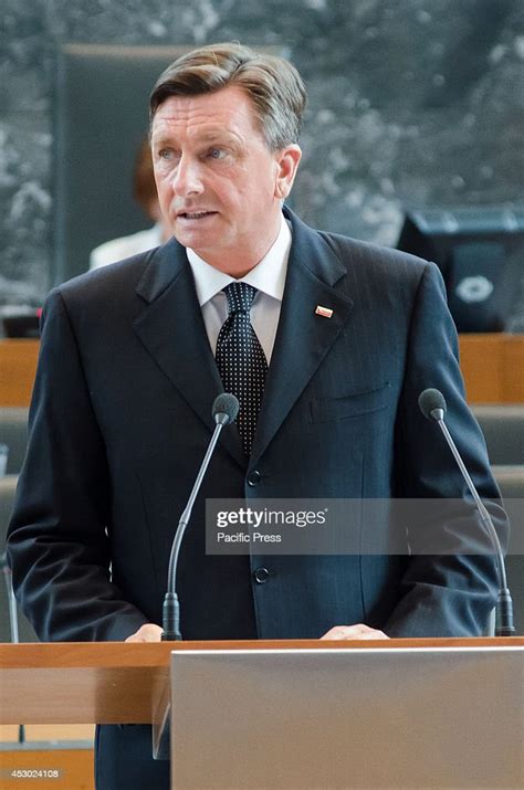 Borut Pahor President of the Republic of Slovenia having a speech at ...