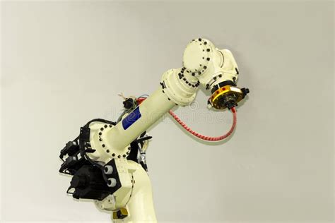 Industrial Welding Robot Arm for Mig Electrode or Torch Stock Image - Image of cybernetics ...