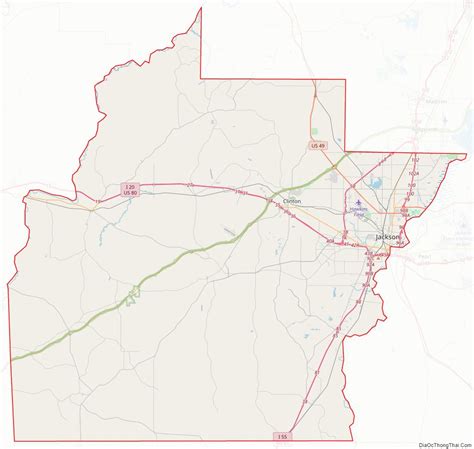 Map of Hinds County, Mississippi - Thong Thai Real