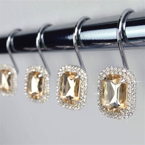 Shower Curtain Hooks Rings Luxurious Champagne Beige Yellow