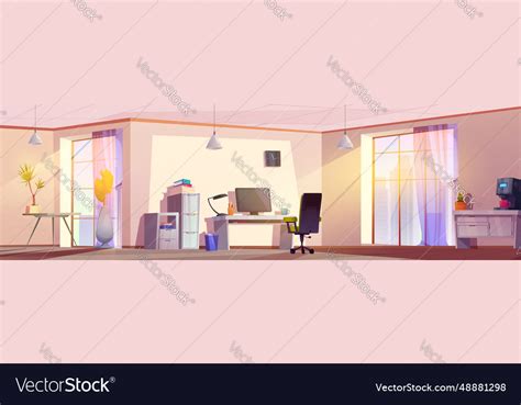 Home office interior in flat background Royalty Free Vector