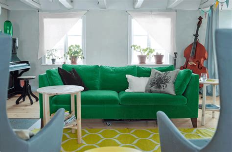 living room image Living Room Orange, Living Room Colors, Green Living, Ikea Stockholm Sofa ...