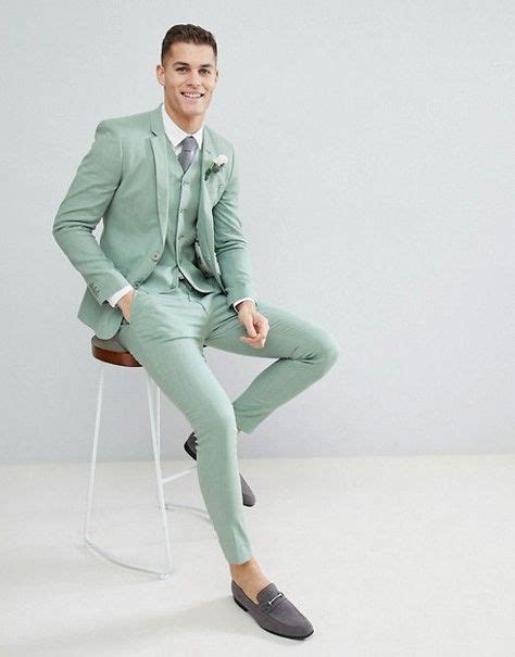 ASOS | ASOS DESIGN Wedding Super Skinny Suit Jacket In Sage Green Linen ...