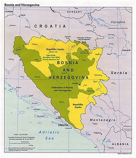 Large political map of Bosnia and Herzegovina - 1997 | Bosnia and ...