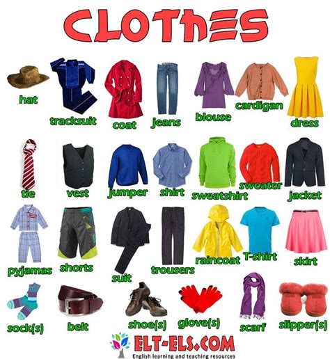 Clothes. | English clothes, Clothes english vocabulary, Vocabulary clothes