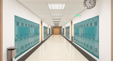 school hallway 3d max