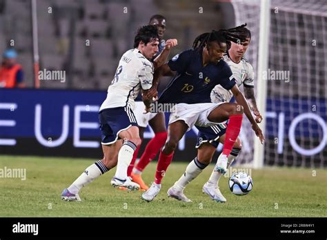 Khephren Thuram (France U21) Sandro Tonali (Italy U21) during the UEFA ...