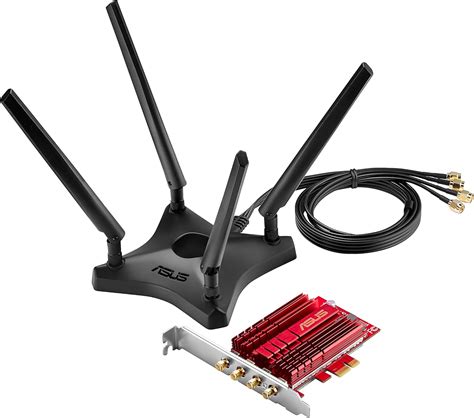 ASUS PCE-AC88 Dual-Band 4x4 AC3100 WiFi PCIe adapter with Heat Sink and External magnetic ...