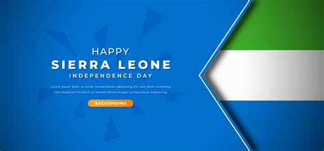 Happy Sierra Leone Independence Day Design Paper Cut Shapes Background Illustration for Poster ...