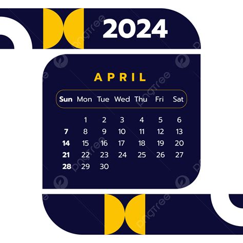 April 2024 Calendar Vector, April 2024 Calendar, Calendar 2024, April Calendar 2024 PNG and ...