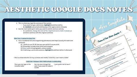 HOW TO MAKE AESTHETIC NOTES ON GOOGLE DOCS | google docs note template ...