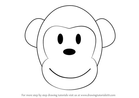 Learn How to Draw a Monkey Cartoon Face (Zoo Animals) Step by Step ...