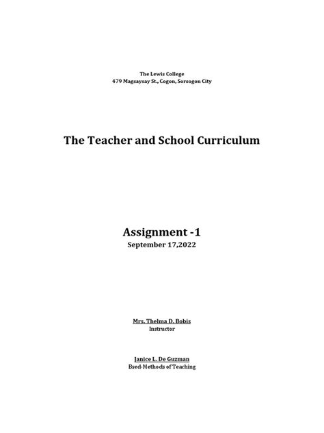 The Teacher and School Curriculum | PDF | Curriculum | Teachers