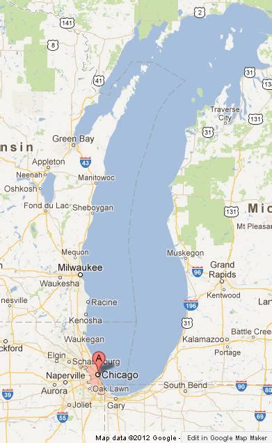 Chicago on Lake Michigan Map