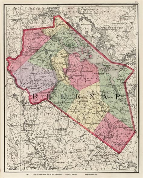 Belknap County, New Hampshire 1877 Old Map Reprint - Comstock & Cline State Atlas - OLD MAPS