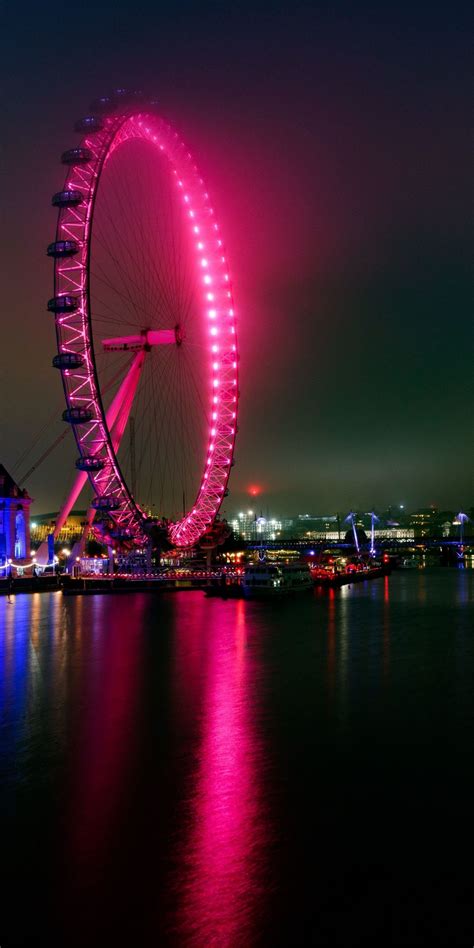 London, Amusement Park, cityscape, waterfront, Ferris wheel, 1080x2160 ...