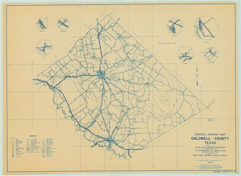 Caldwell County Texas Historical Map 1936 – Texas Map Store